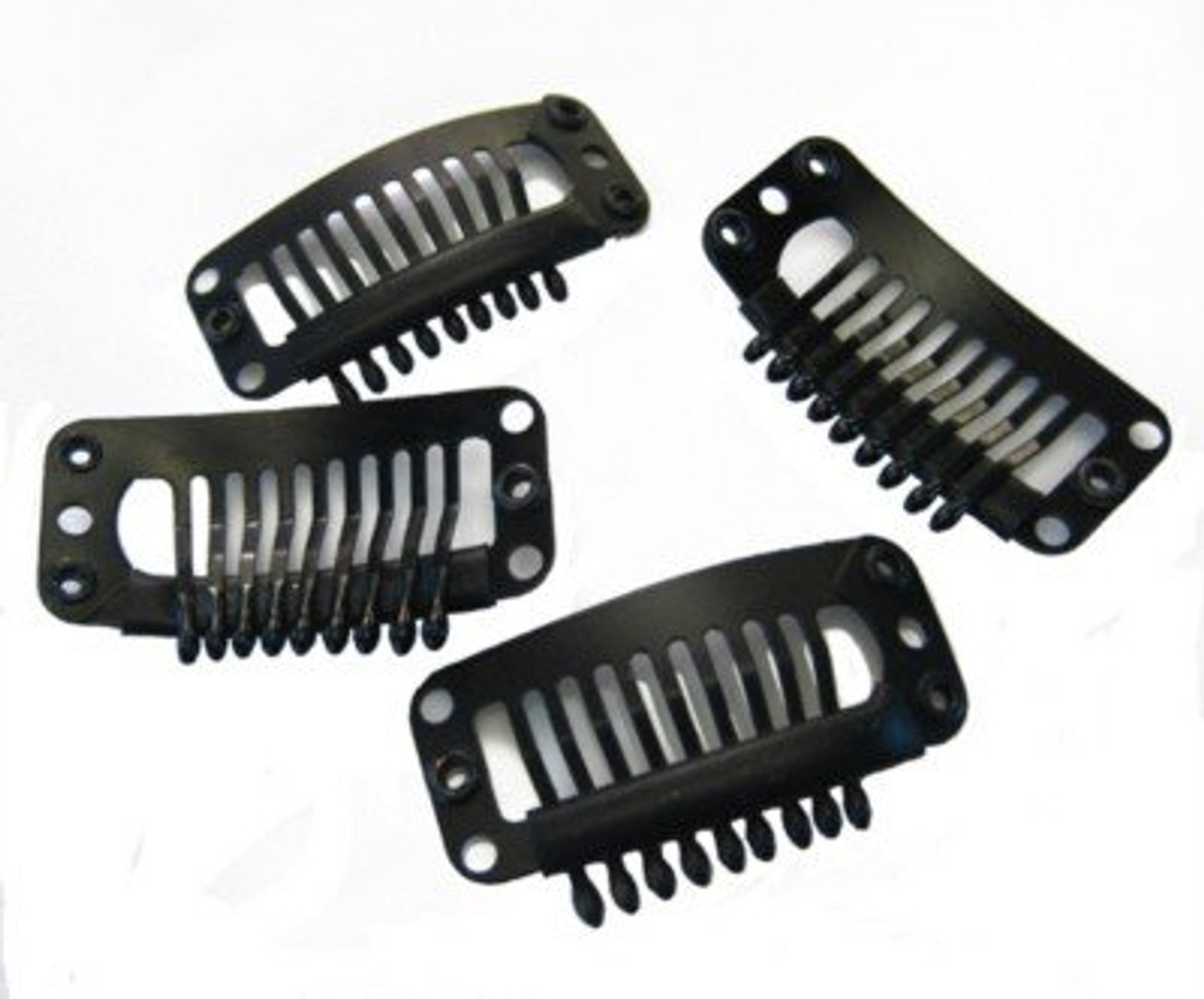 WIG CLIPS - Large Black Wig / Hair Extensions Snap Clips (Pack of