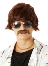 The 70's Shag Brown Costume Wig & Moustache Set