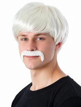 Hans the German Backpacker Oktoberfest Ken Blonde Short Costume Wig & Moustache Set - by Allaura