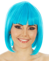 DELUXE Blue Long Bob Costume Wig