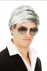 Mature Star (George Clooney) Men's 60's 70's Grey Mod Costume Wig