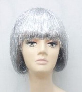 Deluxe Silver Tinsel Disco Bob Costume Wig