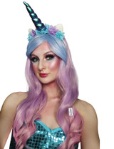 Unicorn Beauty - Pink, Purple, Blue Waves Womens Costume Wig with Horn Headband  - by Allaura