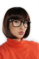 Velma Scooby Doo Brown Bob Costume Wig & Glasses - by Allaura