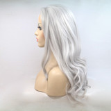 LINDSEY - Lace Front Wavy Silver Grey Wig - by Queenie Wigs