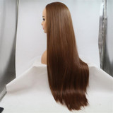 NATALIA - Lace Front Medium Brown Long Straight Wig - by Queenie Wigs