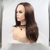 DANIELLA - Lace Front Medium Length Dark Brown Wavy Wig - by Queenie Wigs
