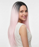AIDEN - Lace Front Long Straight Ombre Pink Wig - by Queenie Wigs