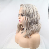 CHANEL - Lace Front Grey Blonde Wavy Bob Wig - by Queenie Wigs