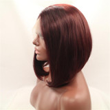 HARLEY - Lace Front Burgundy Red Long Bob Wig - by Queenie Wigs