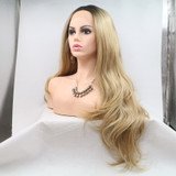 OLIVIA - Lace Front Long Wavy Ombre Blonde Wig - by Queenie Wigs