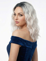 EDEN - Lace Front Ombre Platinum White Blonde Wavy Bob - by Queenie Wigs