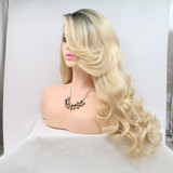 SHANIA - Lace Front Ombre Blonde Curls with Side Part by Queenie Wigs