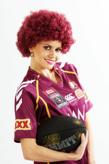 Maroon QLD Afro State of Origin Costume Wig - by Allaura