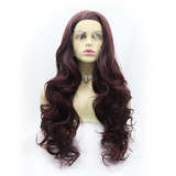 CABERNET - Lace Front Long Burgundy Waves - by Queenie Wigs