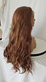 LAYLA - Lacefront Strawberry Blonde Auburn Long Waves with Blonde Highlights - by Queenie Wigs