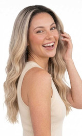 BELLE - Lacefront Ombre Mid Blonde Waves with Dark Roots - by Queenie Wigs