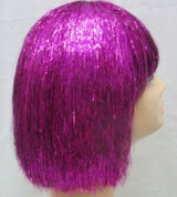 Deluxe Pink Tinsel Disco Bob Costume Wig