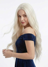 ALICE - Lace Front Platinum White Blonde Long Wavy Wig - by Queenie Wigs