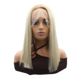 BRIELLE - Lace Front Platinum Blonde Straight Wig - by Queenie Wigs
