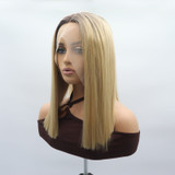 PARIS - Lace Front Light Blonde with Dark Roots Straight Wig - by Queenie Wigs