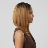 SUNNY - Lace Front Auburn Brown with Dark Roots Straight Wig - by Queenie Wigs