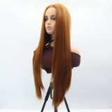 TIFFANY - Lace Front Long Light Auburn Straight Wig - by Queenie Wigs