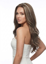DAWN - Lace Front Medium Brown with Blonde Highlights Long Wavy Wig - by Queenie Wigs