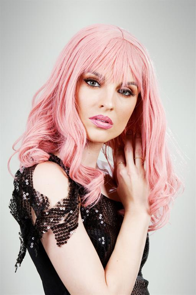 Pink Glamour Curls Womens Costume Wig - by Allaura