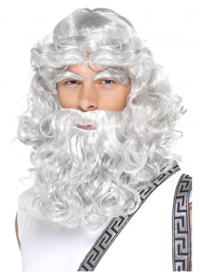 Zeus Grey Beard, Wig and Eyebrows Costume Set