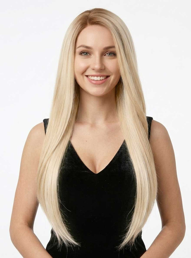 Brooke - Lace Front Heat Resistant Long Blonde Ombre Straight Wig - Queenie Wigs