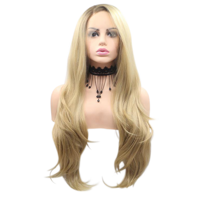 BECKY - Lace Front Side Part Ombre Golden Blonde Long Wavy Wig - by Queenie Wigs