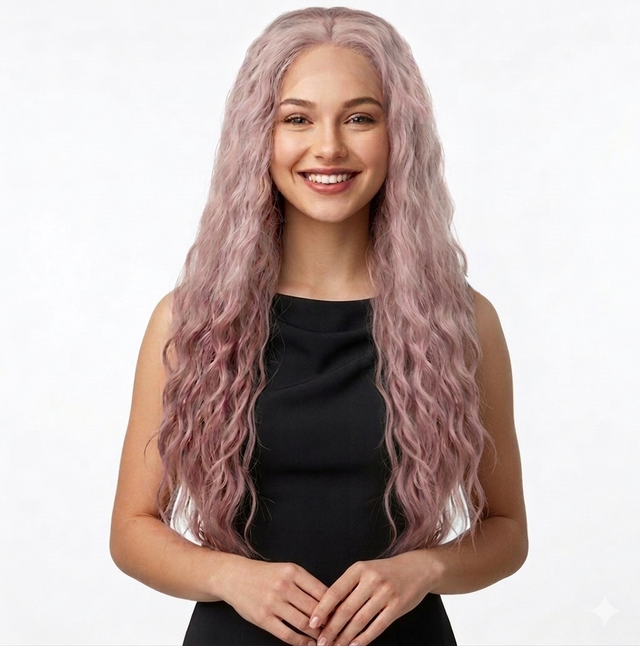 BLAIR - Lace Front Lavendar Purple Long Spiral Curls Wig - by Queenie Wigs