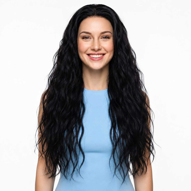 CHARLOTTE - Lace Front Long Wavy Black Wig - by Queenie Wigs