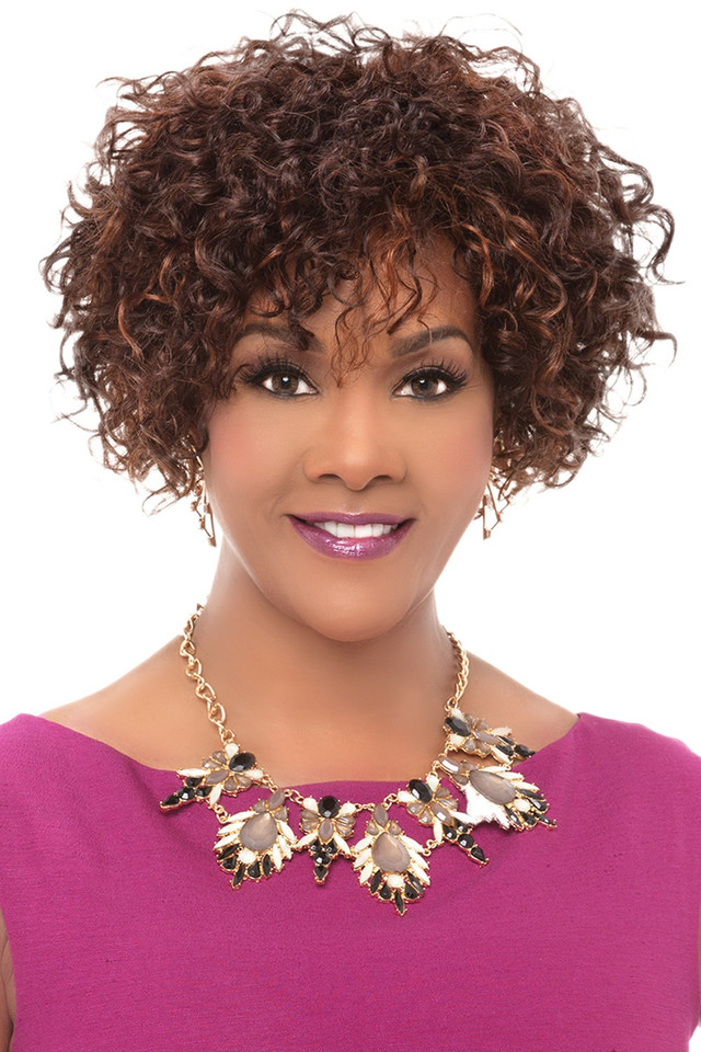 WHITNEY - 100% Human Hair 8" Layered Curly Wig - by Vivica Fox
