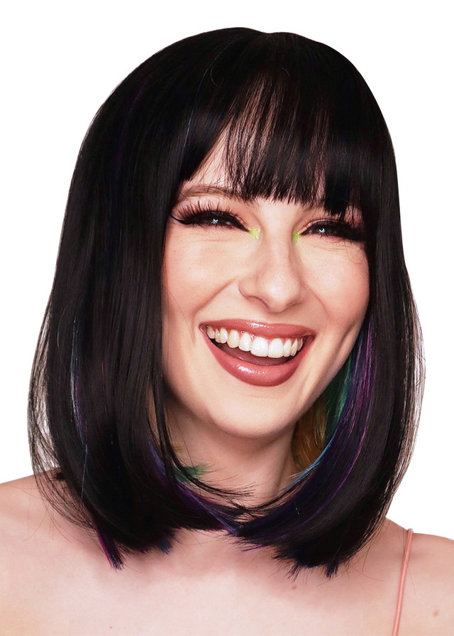 Black & Rainbow Two Tone Heat Resistant Bob  - by Allaura