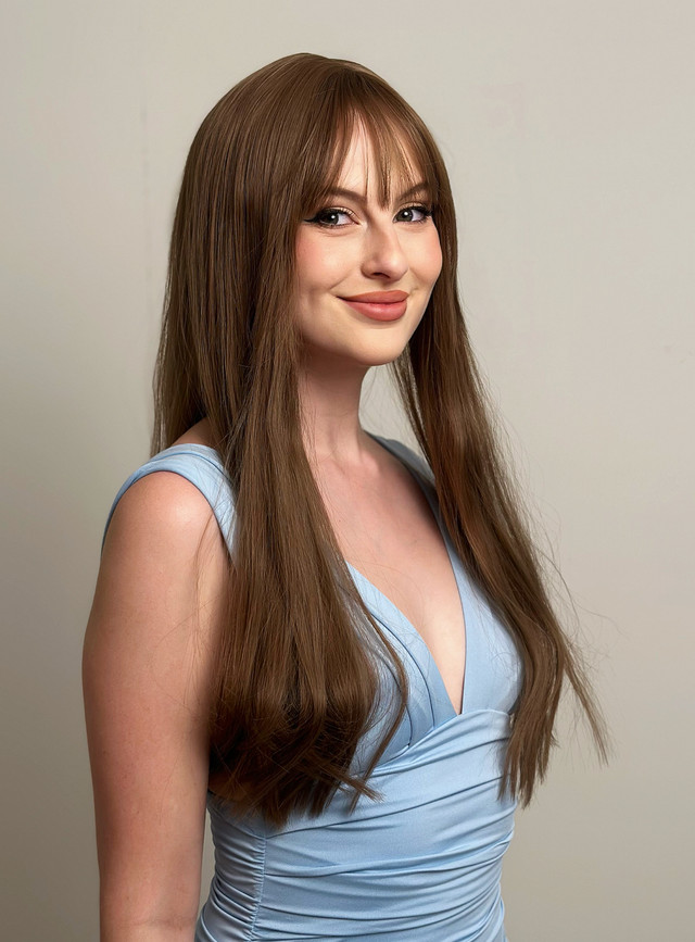 Holly - Long Straight Light Brown Wig with Fringe by Allaura