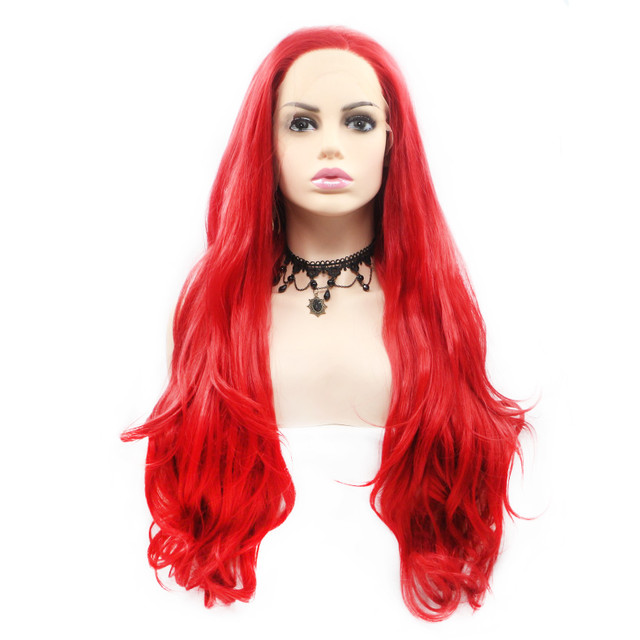 ROGUE - Lace Front Long Red Layered Wig - by Queenie Wigs