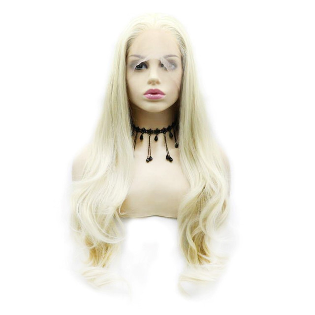 SUNDAE - Lace Front Cool Blonde Wavy Wig - by Queenie Wigs
