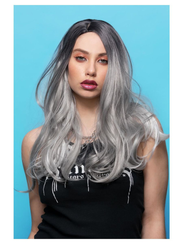 Manic Panic She Wolf Long Ombre Grey Waves with Side Part