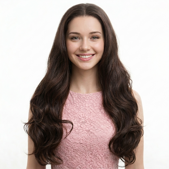 COCO - Lace Front Dark Brown Long Wavy Wig - by Queenie Wigs