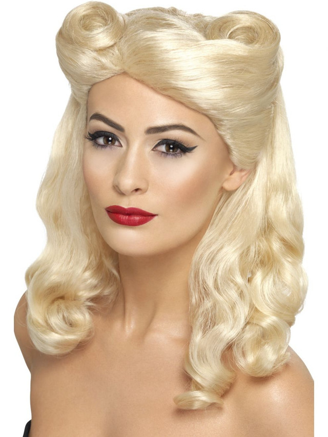 1940s Pin Up Blonde Wig with Victory Rolls