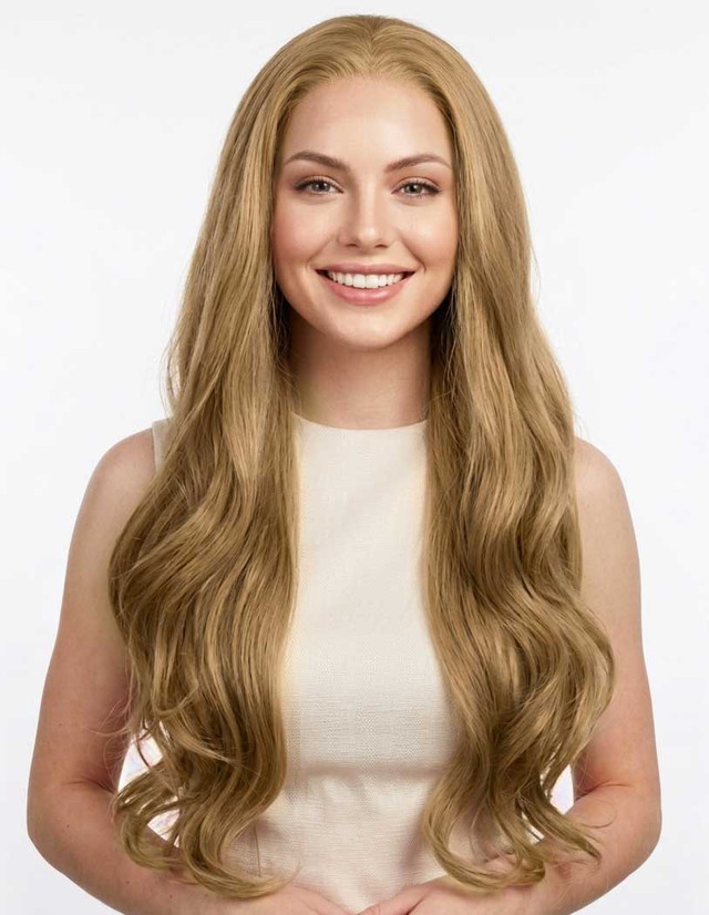 BERRY - Lace Front Strawberry Blonde Light Blonde Long Waves - by Queenie Wigs