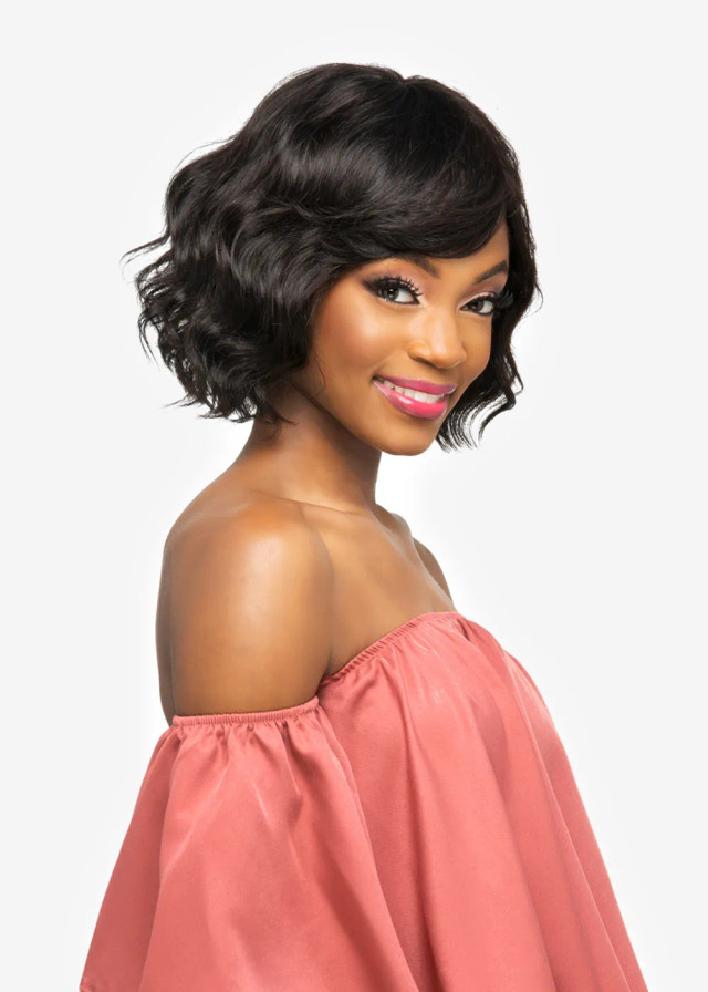 RUBINA - 9 INCH BRAZILIAN HUMAN HAIR LOOSE NATURAL WAVE BOB WITH SWEPT