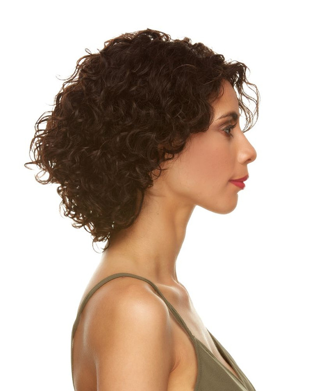 MIMOSA - 100% Brazilian Remy Human Hair Short Angled Layered Curled Bob - by Elegante NATURAL