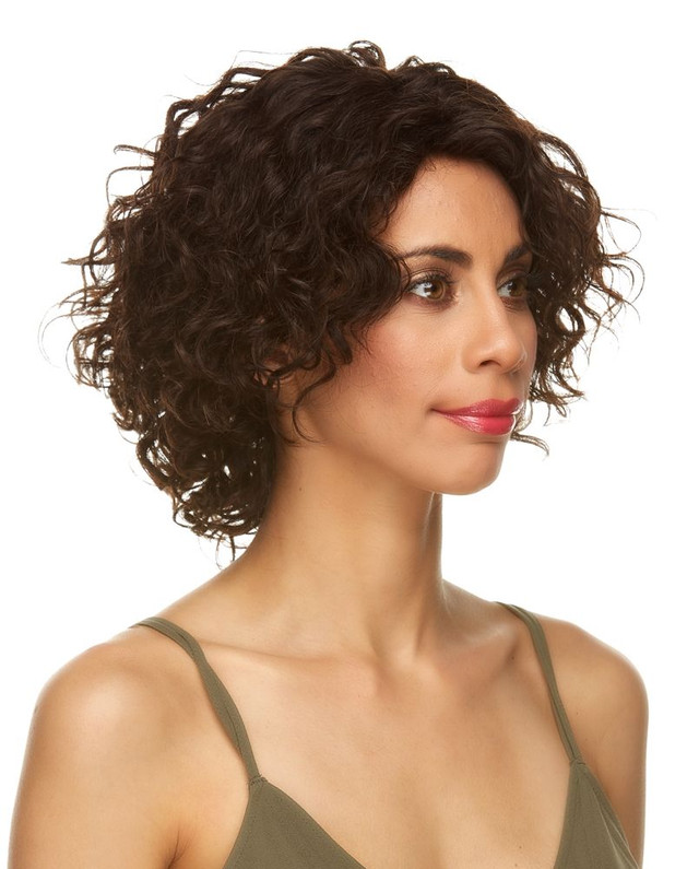 MIMOSA - 100% Brazilian Remy Human Hair Short Angled Layered Curled Bob - by Elegante NATURAL