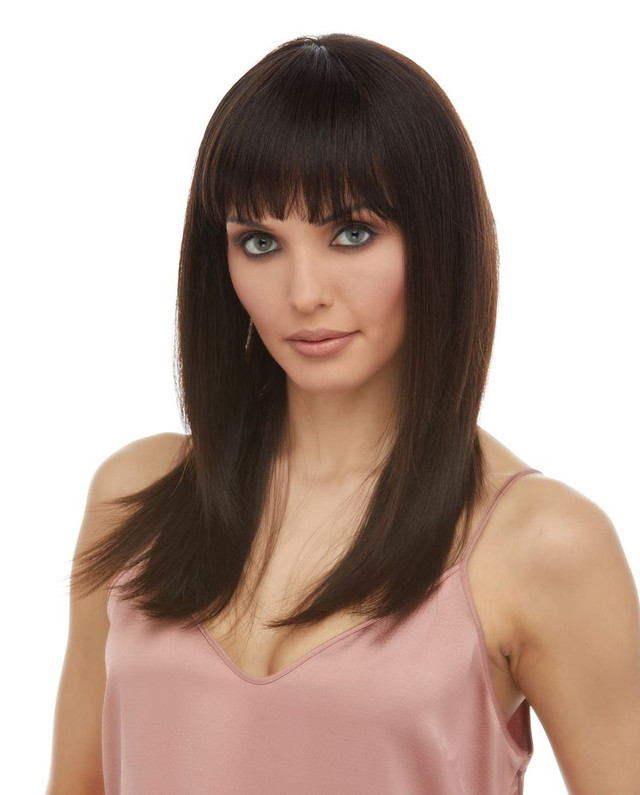 MINNIE - 100% Brazilan Remy Human Hair Mid Length Straight Cut with Blunt Fringe - by Elegante NATURAL