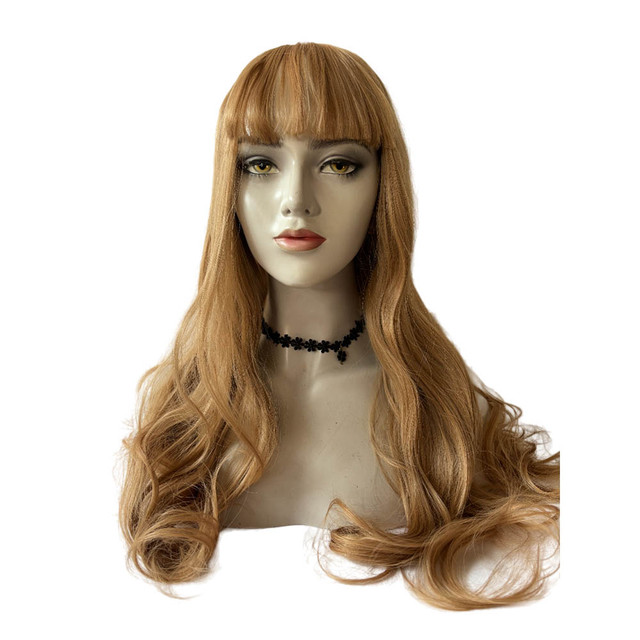 CHLOE - Lace Front Strawberry Blonde Wavy Wig with Fringe - by Queenie Wigs