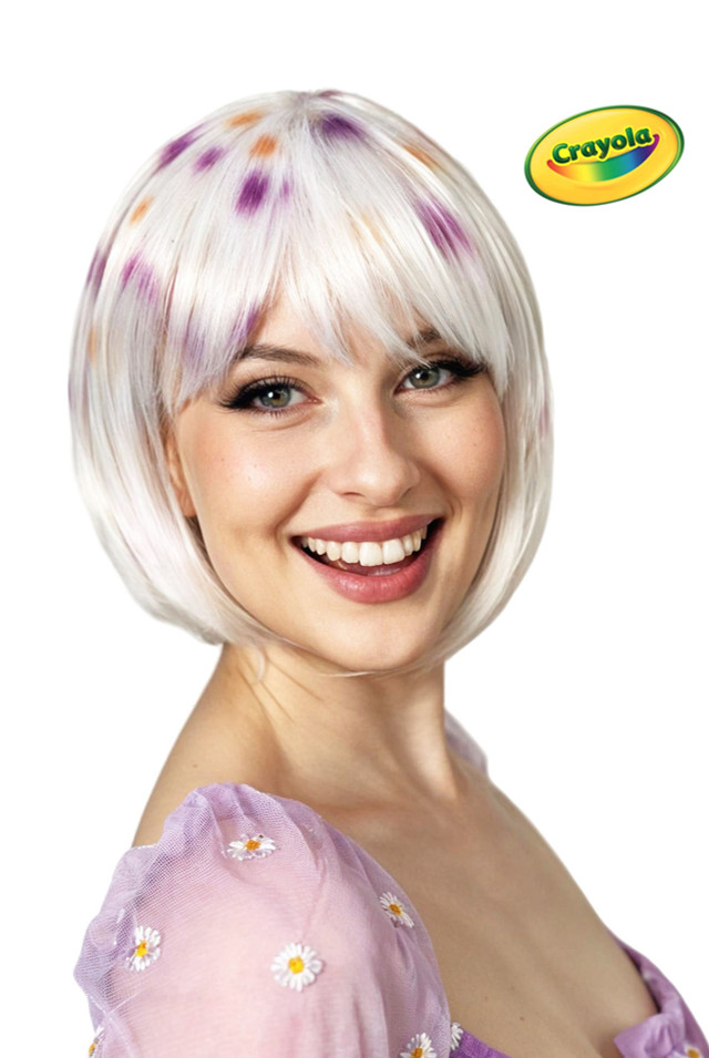 Crayola Colour-Me White Bob Wig Set - Customisable Washable Wig for Kids, Cosplayers & Creatives - includes Markers & Wig Stand Crayola Colour-Me White Bob Wig Set - Customisable Washable Wig for Kids, Cosplayers & Creatives - includes Markers & Wig Stand