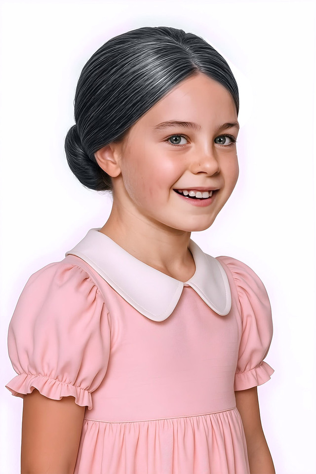 Classic Grey Granny Nana Bun Wig
